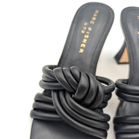 Marc Fisher Dru Knotted Leather Slide Sandal Women's Black Size US6M EU36.5 - Picture 3 of 12